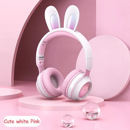Auriculares Bluetooth Inalámbricos con Orejas de Conejo kawaii