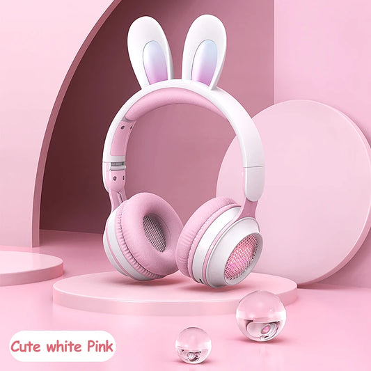 Auriculares Bluetooth Inalámbricos con Orejas de Conejo kawaii