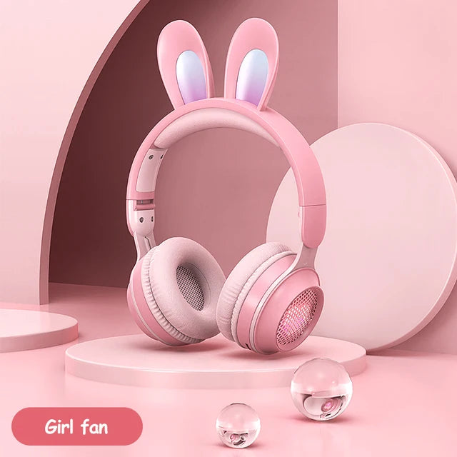 Auriculares Bluetooth Inalámbricos con Orejas de Conejo kawaii