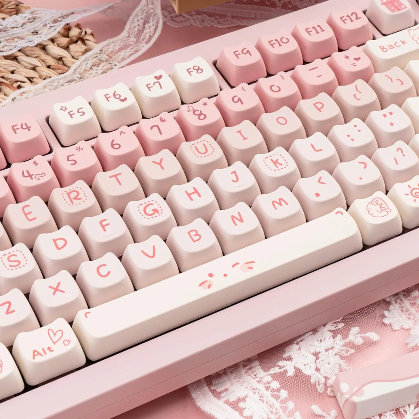Keycaps de Gatito Rosa (134 teclas)