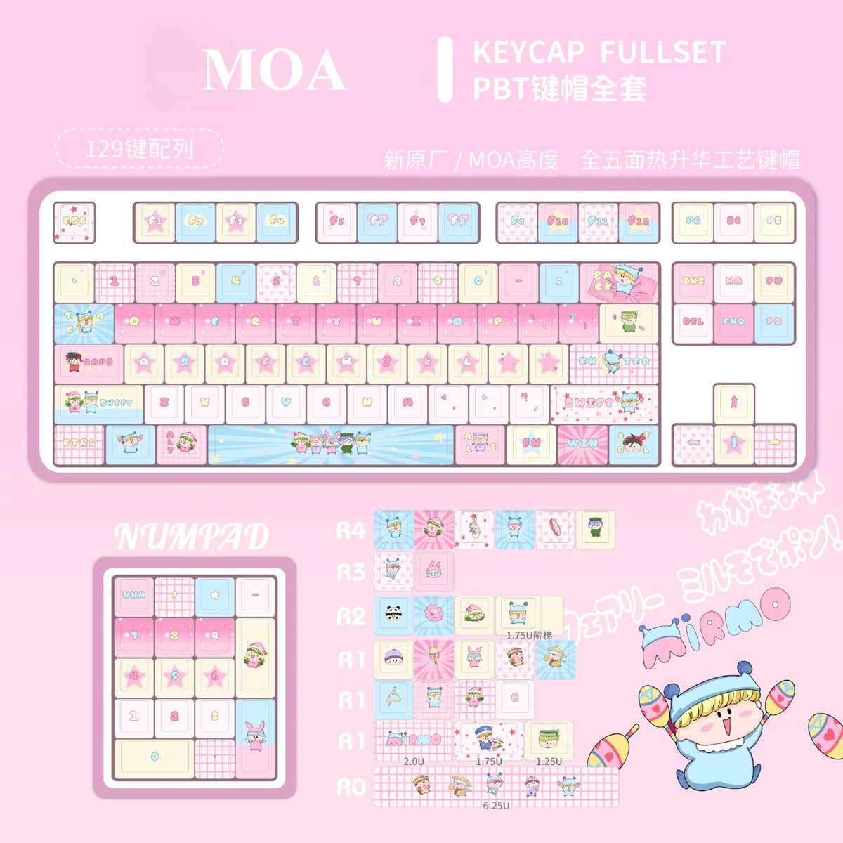 Keycaps kawaii magic cat