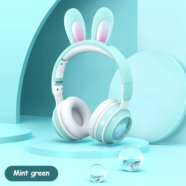 Auriculares Bluetooth Inalámbricos con Orejas de Conejo kawaii