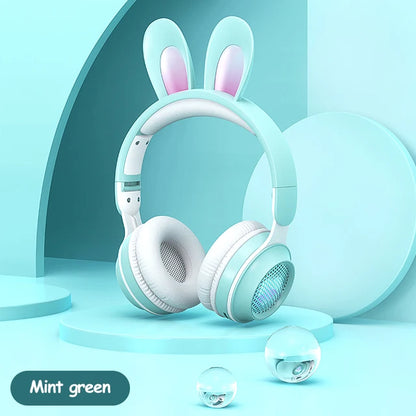 Auriculares Bluetooth Inalámbricos con Orejas de Conejo kawaii