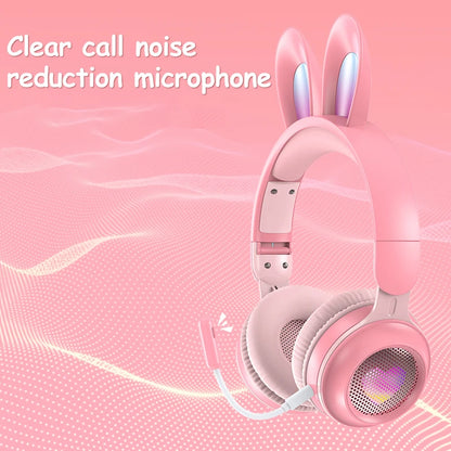 Auriculares Bluetooth Inalámbricos con Orejas de Conejo kawaii