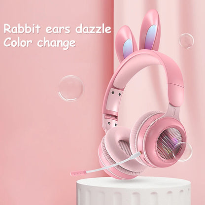 Auriculares Bluetooth Inalámbricos con Orejas de Conejo kawaii